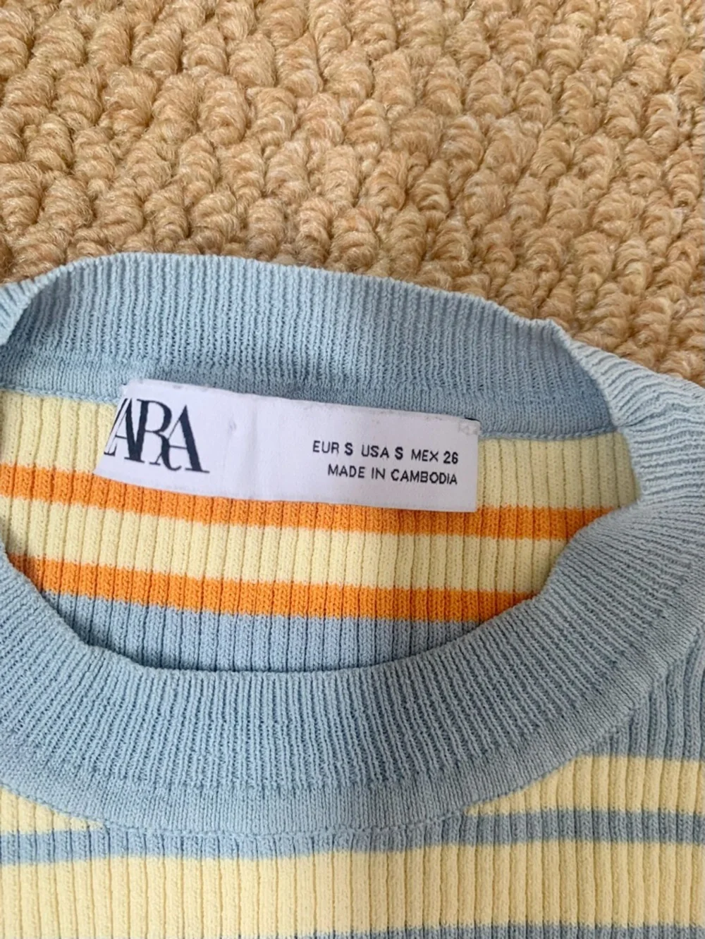 ZARA Pastel Stripe Ribbed Knit Top Size S - Picture 3 of 4